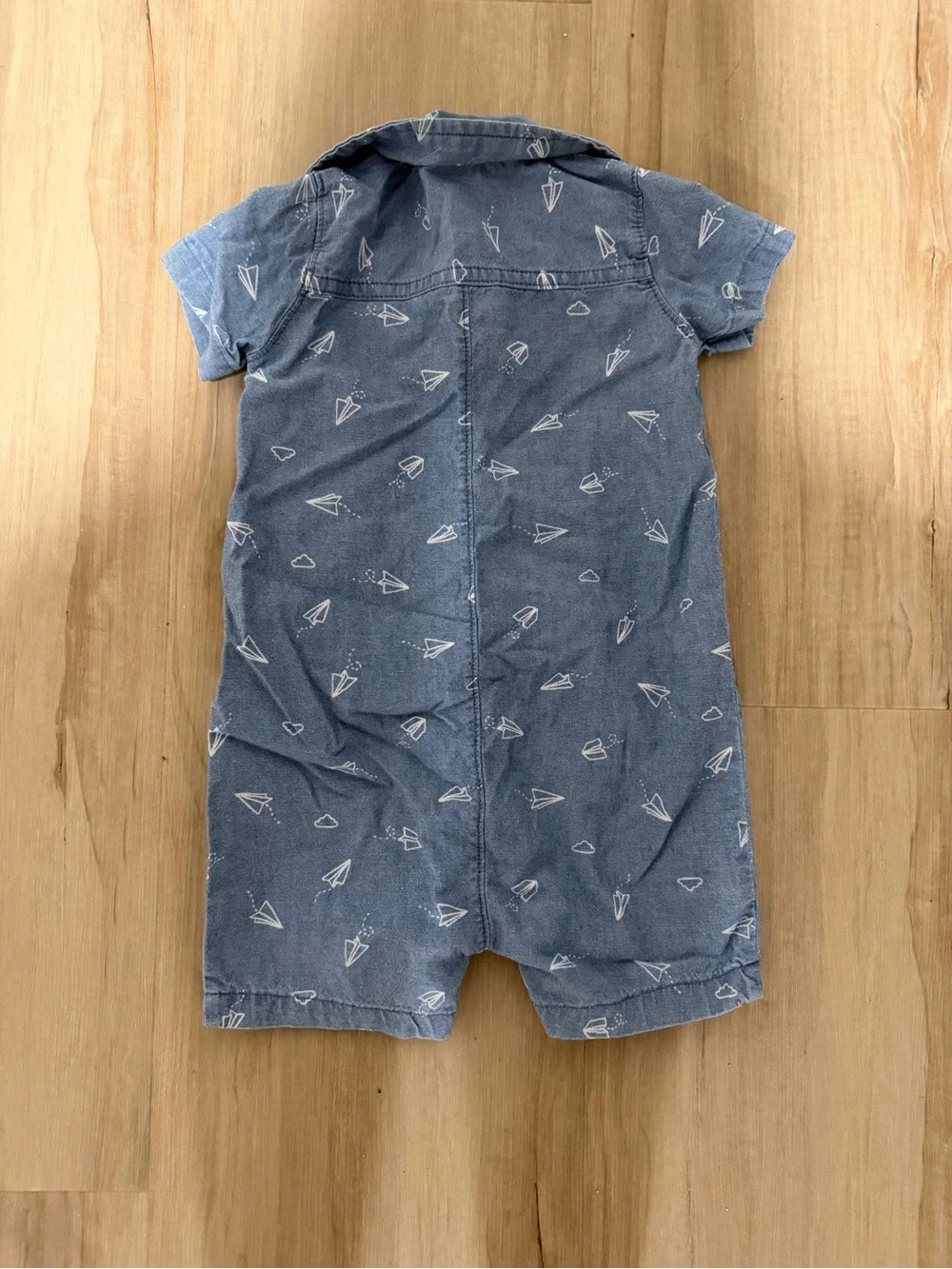 Carter’s 18M Blue Paper Airplane Chambray Romper